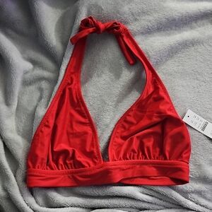 NWT - J.Crew DD Halter Tie-Back Bikini Top - Venetian Red